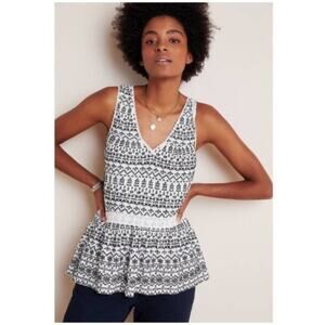 Anthropologie Maeve Embroidered Sleeveless Tank Top